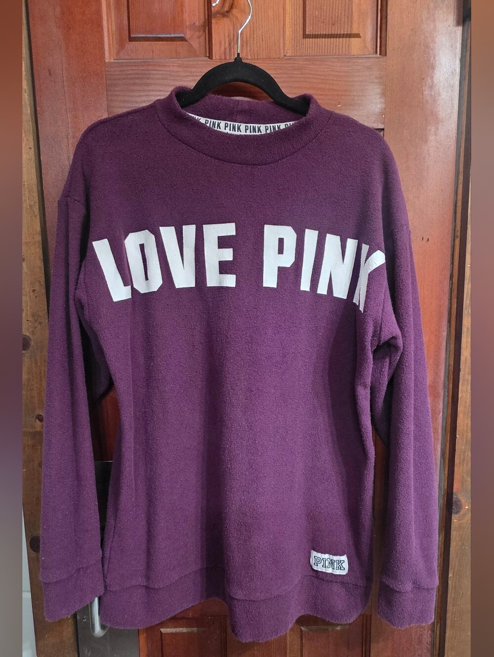 Victoria's Secret PINK Plum Crewneck Sweater with White Logo